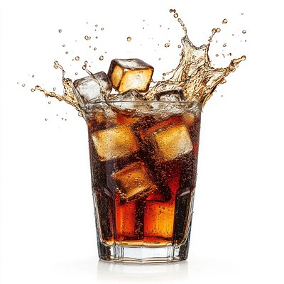 Glass of cola beverage splash drink.