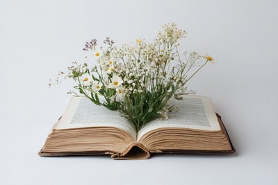 Book with wildflower flowers wildflowers aesthetic.