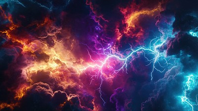 Lightning bolts storm background vibrant.