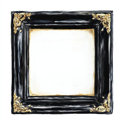 A black vintage frame painting gold art.