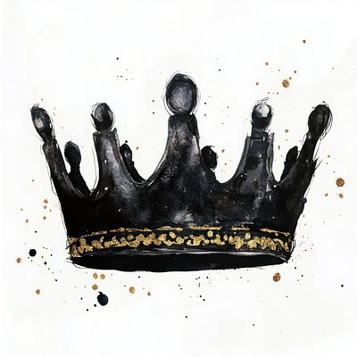 A black crown watercolor splash gold.