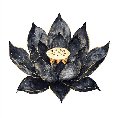 Black lotus watercolor painting accents.