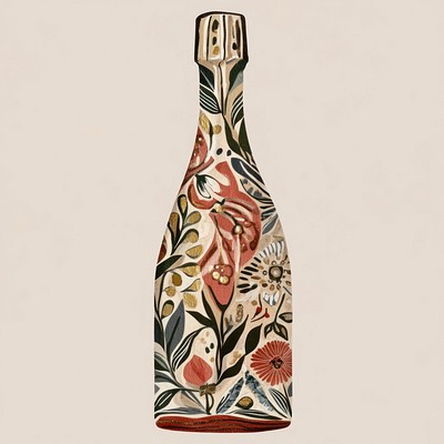 A champagne bottle illustration hand-drawn decorative.