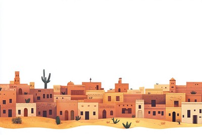 Desert town building border buildings architecture illustration.