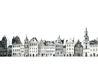 Old town building border buildings architecture illustration.