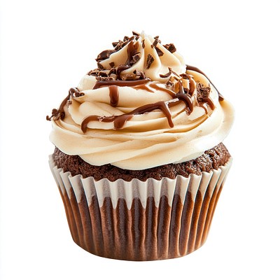 An isolated toffee cupcake dessert food confectionery.