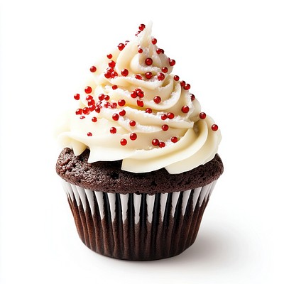 An isolated Christmas cupcake dessert food photography.