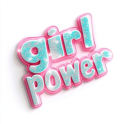 Sparkling power text girl.