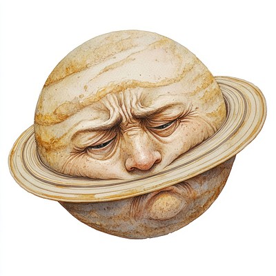 Saturn face illustration expression.