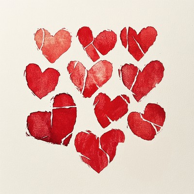 Group of red hearts illustration abstract symbol.