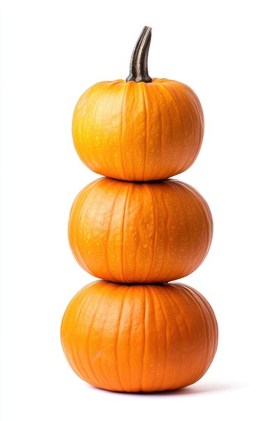 Stack of 3 pumpkins background white white background.