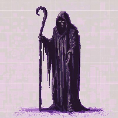 Reaper design pixel style.