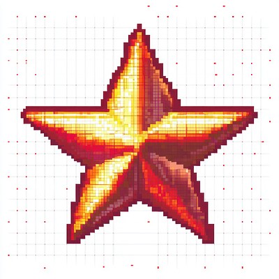 Pixel art image of star pattern design illustration.