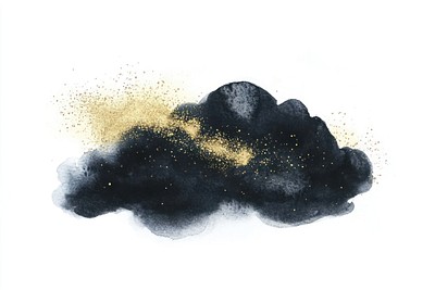 Black color cloud watercolor sparkles painting.