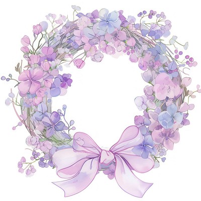 Pastel coquette wreath art watercolor flowers.