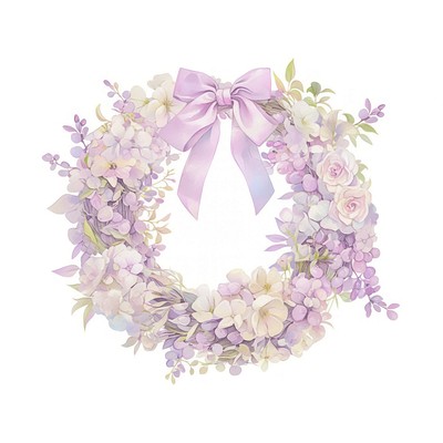 Pastel coquette wreath illustration blossoms flower.