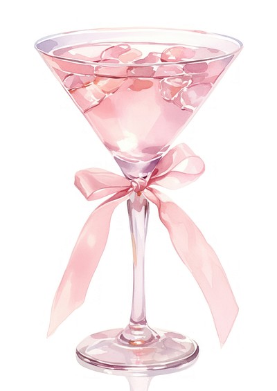 Coquette cocktail illustration watercolor beverage.