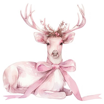 Coquette reindeer art illustration watercolor.