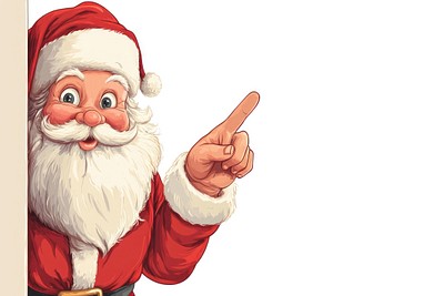 Santa Claus peeking behind a wall illustration finger santa.