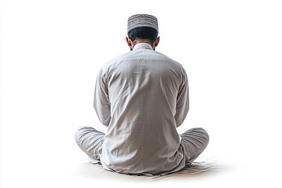 Muslim man praying prayer traditional meditation.