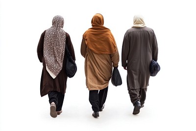 3 muslim friends walking clothing person people.