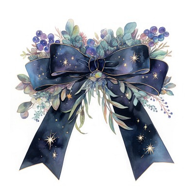 Black coquette earth illustration watercolor ribbon.