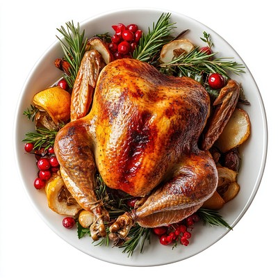 A christmas turkey dish dinner plate meal.