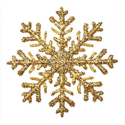 A golden glitter snowflake decoration christmas nature.