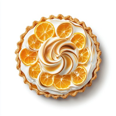 A Christmas orange meringe pie photography dessert pastry.