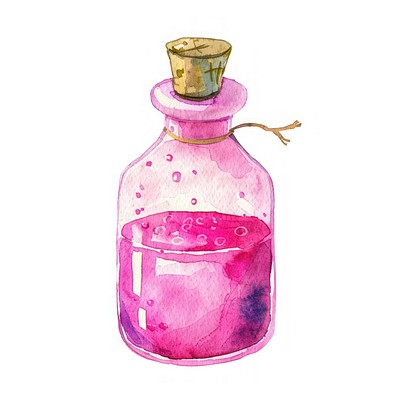 Illustration watercolor bottle potion.