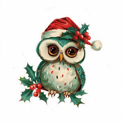 Owl character art christmas bird.