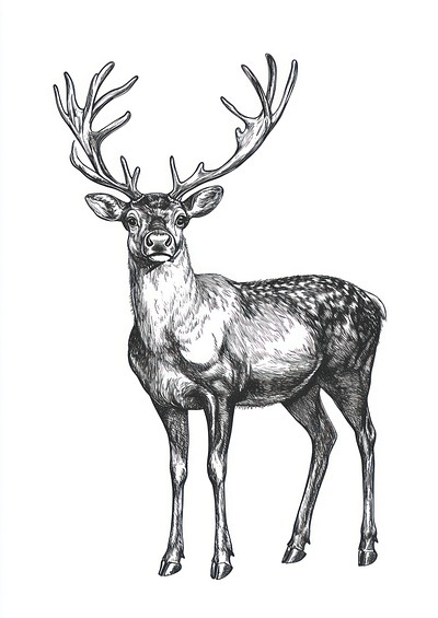 A reindeer drawing sketch illustration.