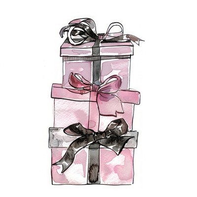 Gift boxs illustration ribbon watercolor.