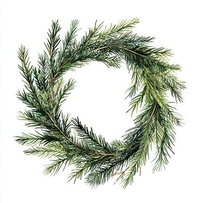 Green Pine Christmas Wreath wreath illustration christmas.