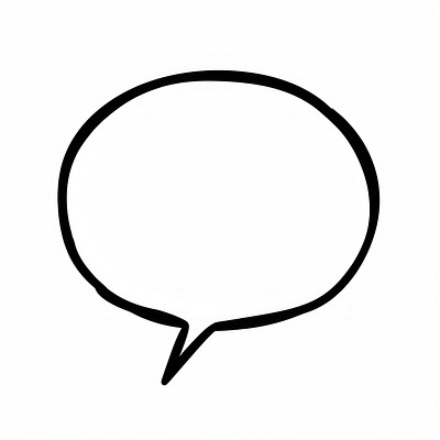 Speech bubble oval outline simple black.