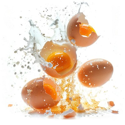 Exploding eggs food background explosion.