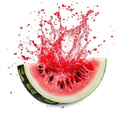 Exploding half watermelon fruit photography refreshing.