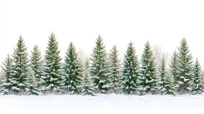 Real winter pine forest trees snow nature.