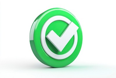 White checkmark in a green circle symbol icon sign.