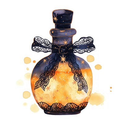 Bottle illustration fantasy ribbon.