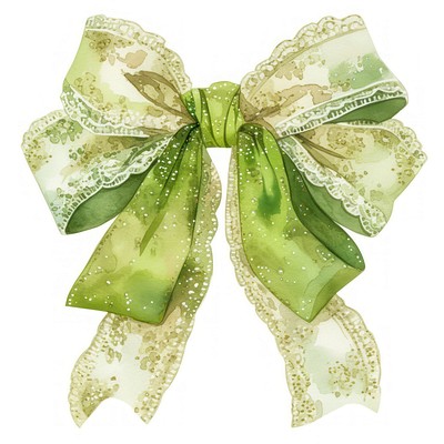 Watercolor ribbon green lace.