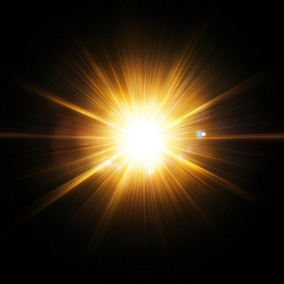 Sun beam effect with flare light brightness astronomy.