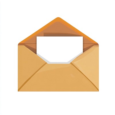 Opened light brown envelope vector mail communication.