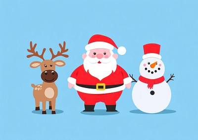 Snowman illustration characters reindeer.