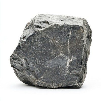 An isolated heavy grey stone mineral rock ammunition.