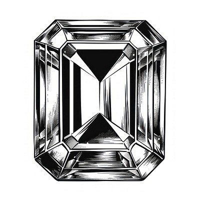 Emerald cut gem illustration gemstone diamond.