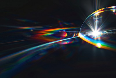 Holographic lens flare background rainbow light.