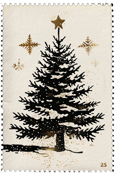 Christmas tree christmas stamp gold.