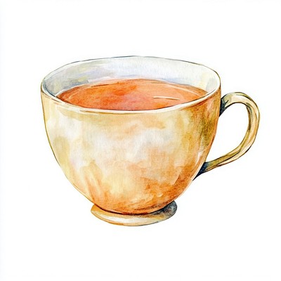 Autumn tea cup illustration watercolor beverage.