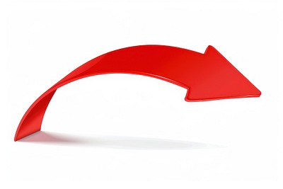 Red simple curved arrow illustration symbol design.